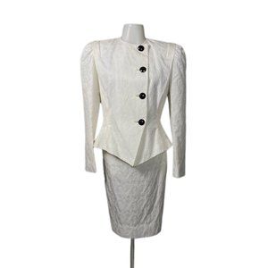 VTG David Hayes SAKS 5th Ave White Skirt Suit
